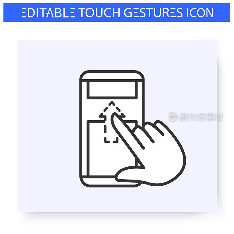 Vertical scroll up hand gesture line icon